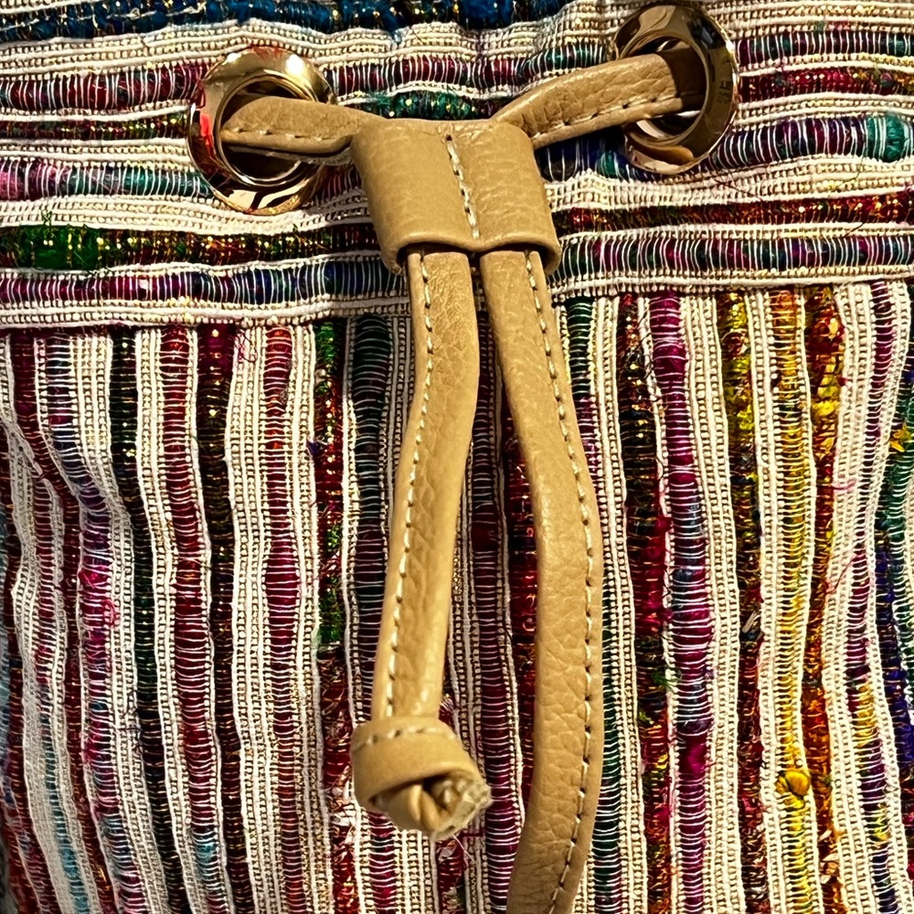 NWOT Anthropologie Claramonte Baby Angelo Drawstring Multi Gold Hobo Bucket Bag - Picture 9 of 16